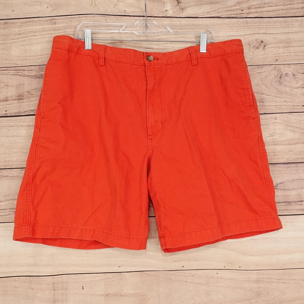 Chaps Shorts Mens 40 Orange Chino Cotton Flat Front 8 Inseam Casual Summer